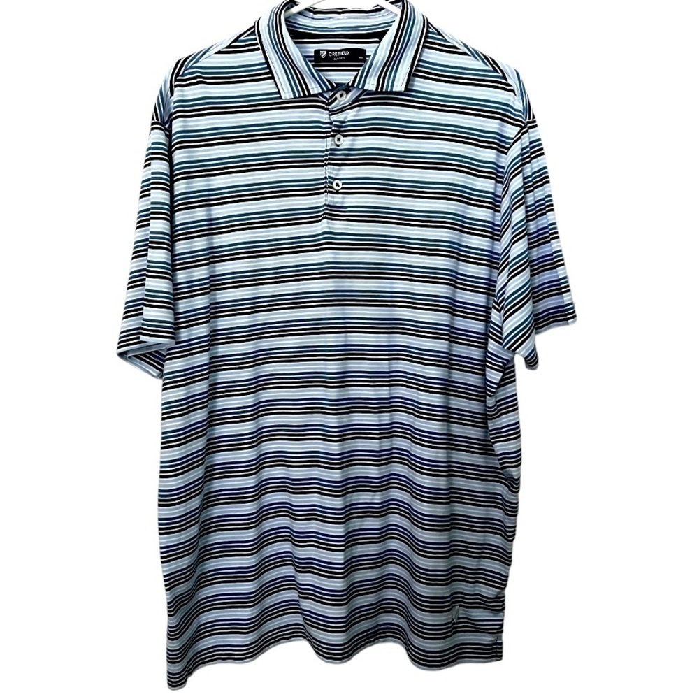 Men’s Daniel Cremieux Classics Short Sleeve Blue Striped Polo Shirt Size XL